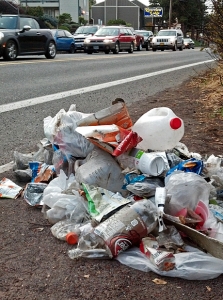 An hour?s work yielded this pile of trash picked up right along Hood River?s busiest street, Cascade.