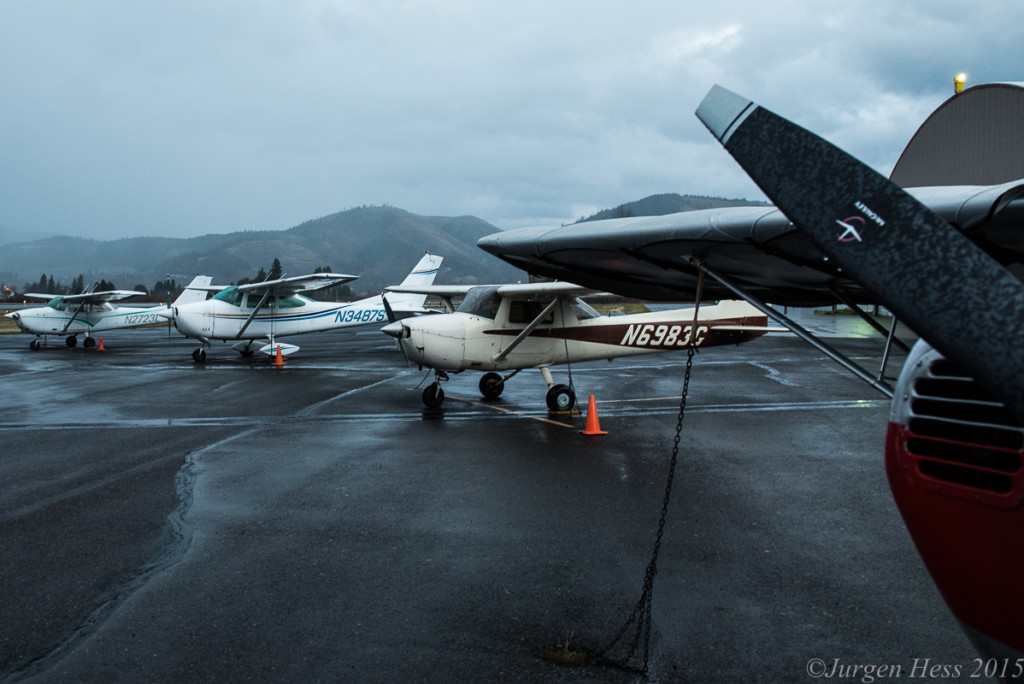 Private planes parked at the Jernstedt Airfield.