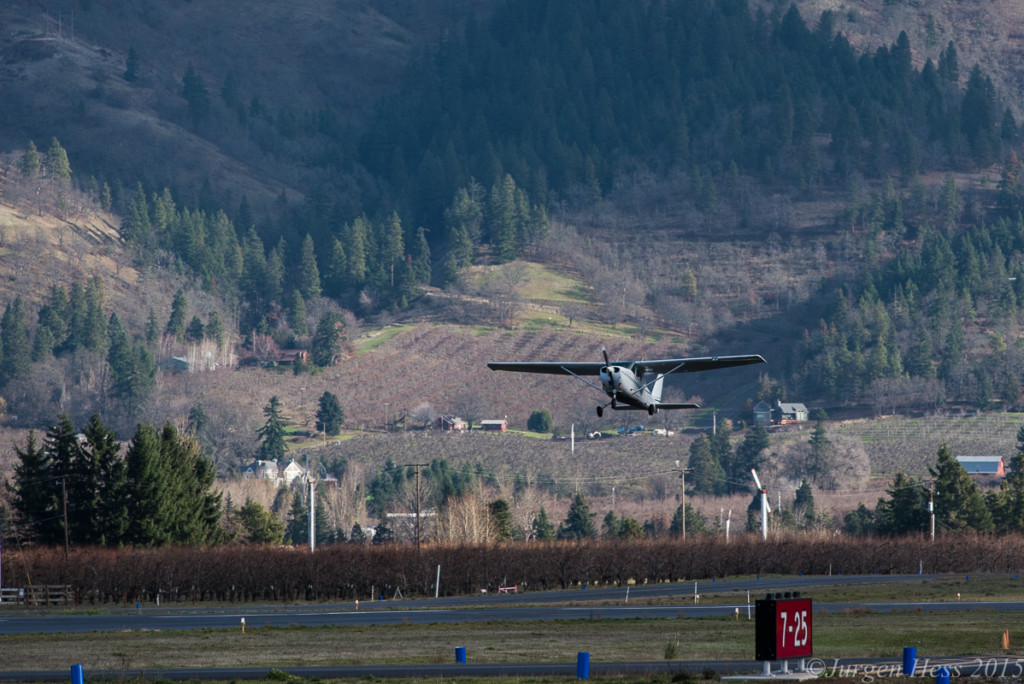 A plane takes off from the runway.