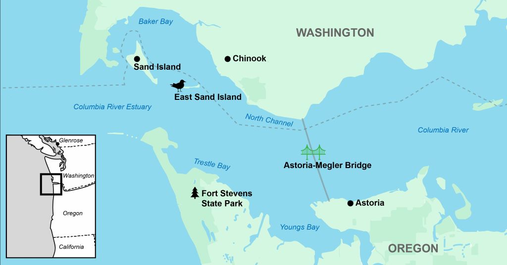 East Sand Island, Columbia River Estuary map