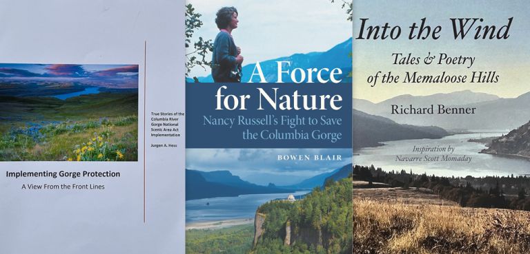 Covers of books about the Columbia River Gorge National Scenic Area.