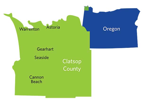 Clatsop County OR map