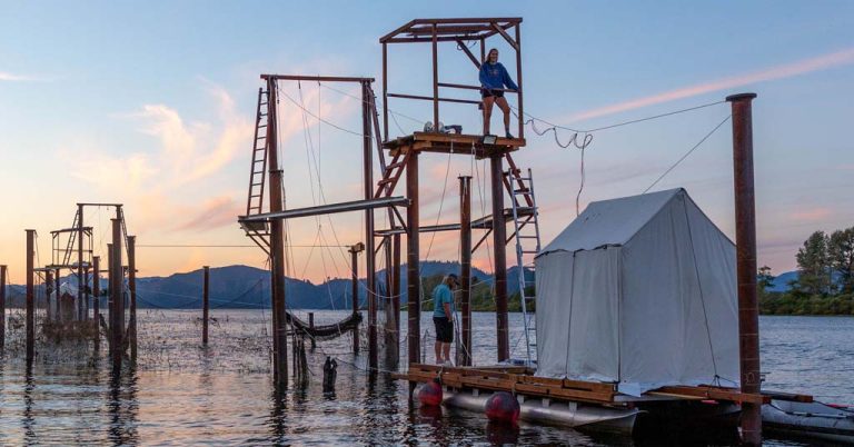 Clifton Channel fish trap on the lower Columbia River in Oregon.