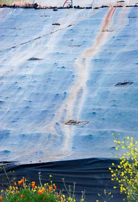 Discolored tarp at Coffin Butte Landfill in 2025