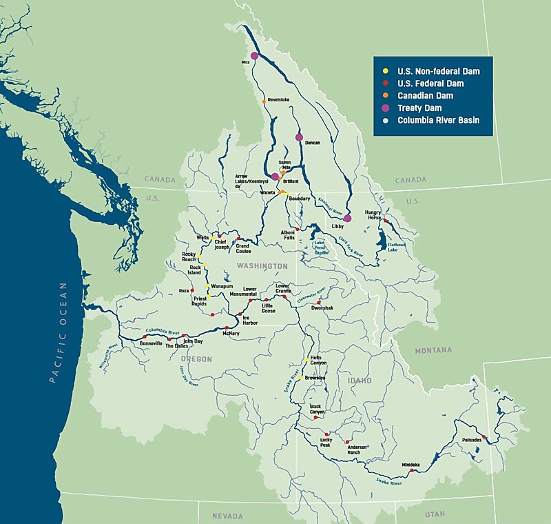 Columbia River Basin and Columbia River Treaty map