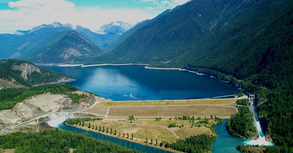 Duncan Dam Columbia River aerial view