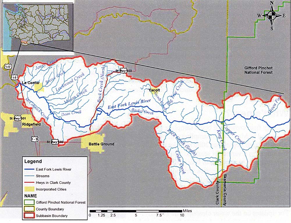 East Fork Lewis River map (Washington)