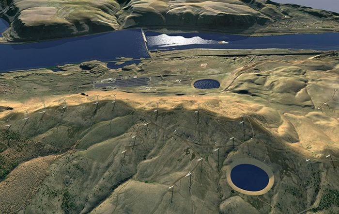 Goldendale pumped storage project rendering downhill