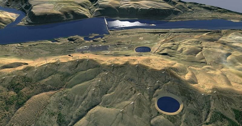 Goldendale pumped storage project rendering downhill