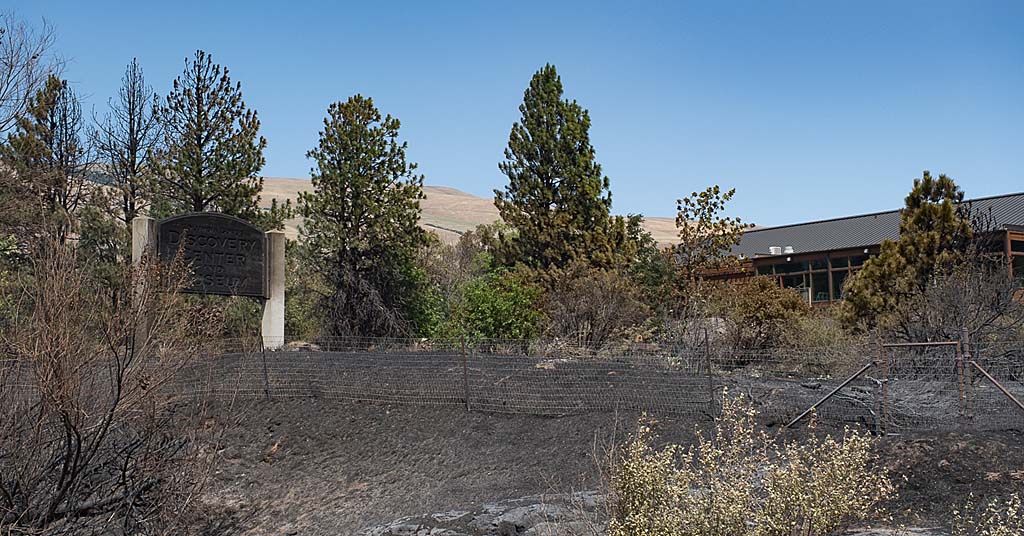 Columbia Gorge Discovery Center & Museum sign burned
