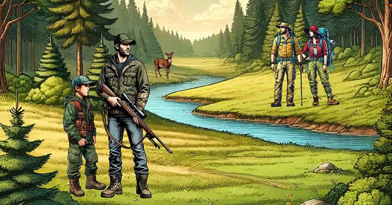 Hunters and Hikers illo