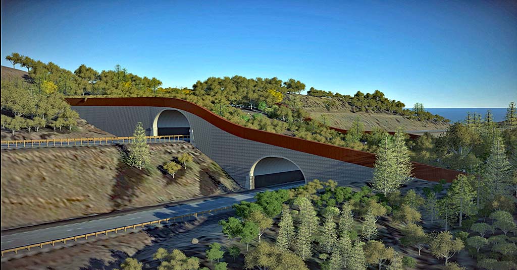 Wildlife crossing over I-5 in southern Oregon, artist's rendering