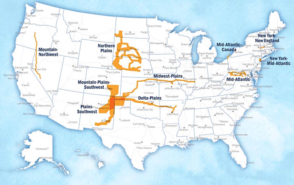 Preliminary pathways for National Interest Electric Transmission Corridor. Map.