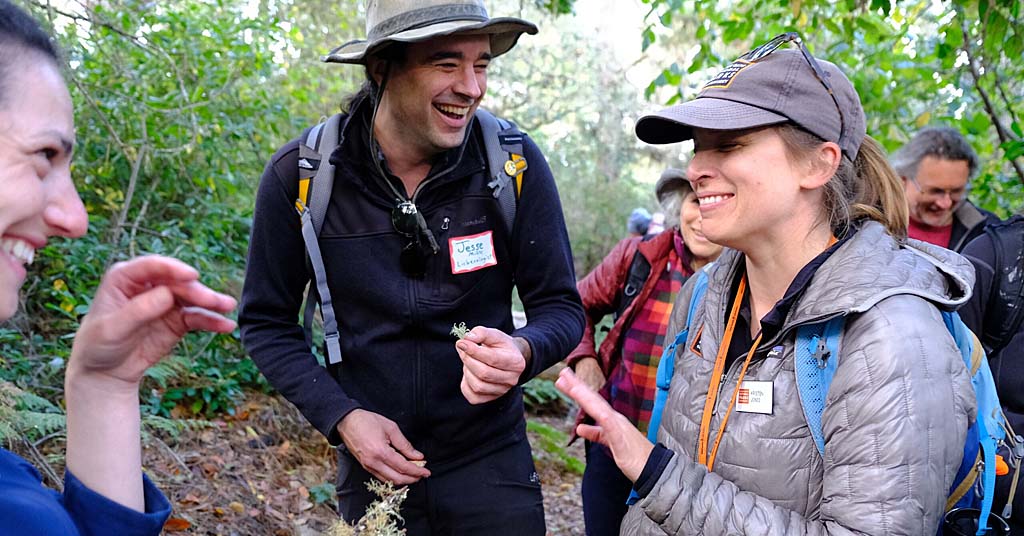 Jesse Miller leads a lichen walk in California