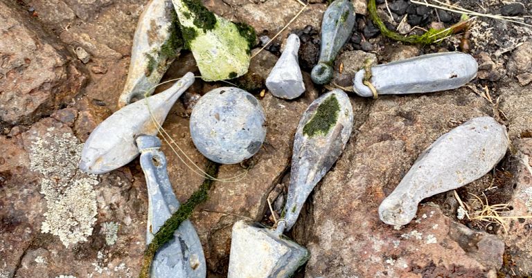Fishing weights salvaged from the Columbia River.