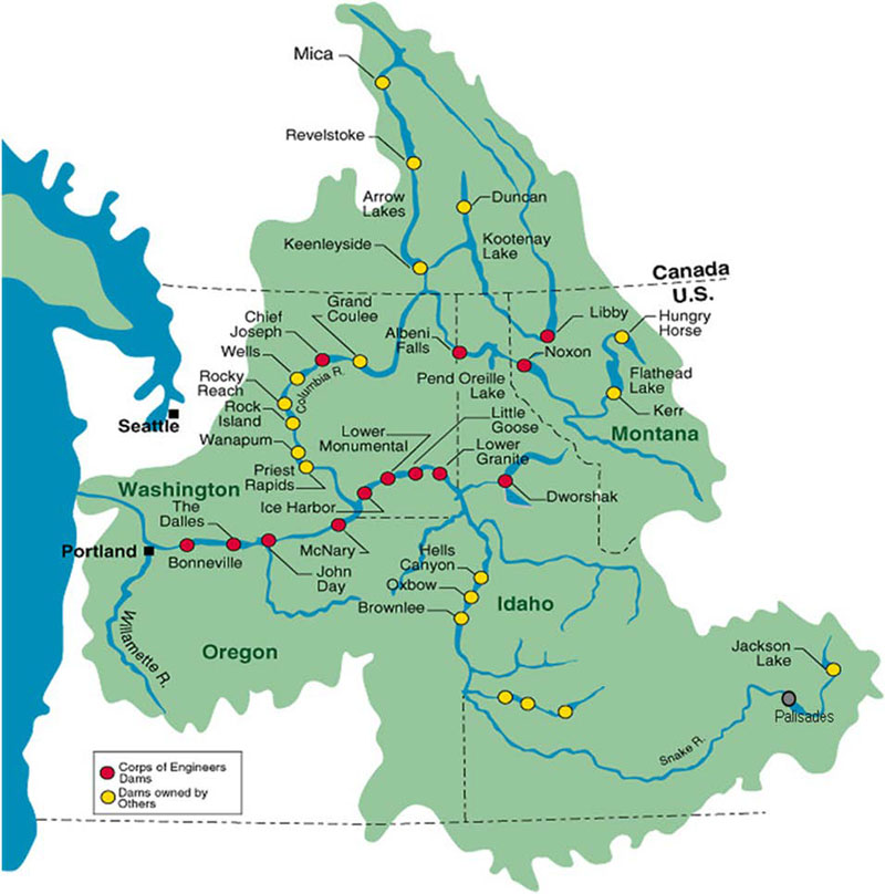 Columbia Basin dams map