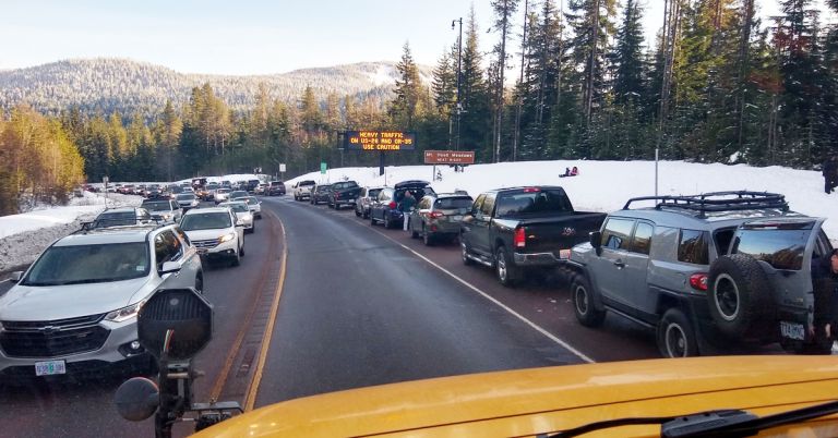 Overparking at Mt. Hood Meadows, December 29, 2020