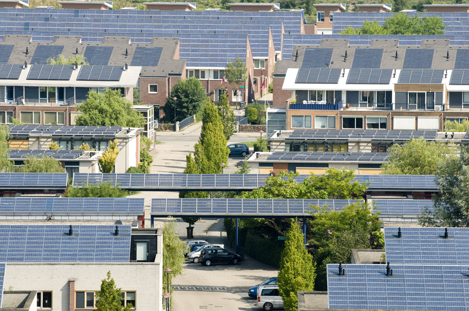 Solar panels in neighborhood