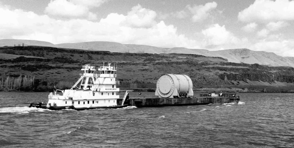 Barge carrying submarine nuclear components