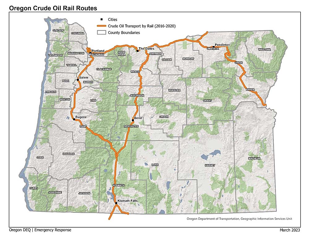 Oregon Crude Oil Train Routes
