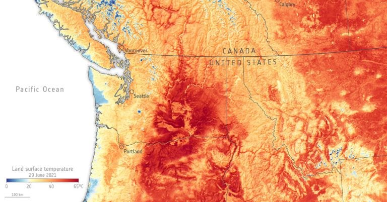 Pacific Northwest Heatwave map