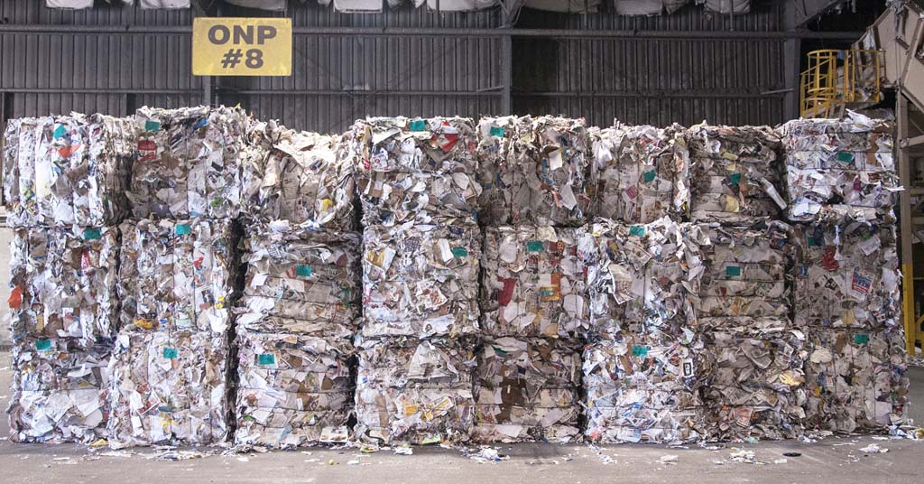 Bales of paper waste