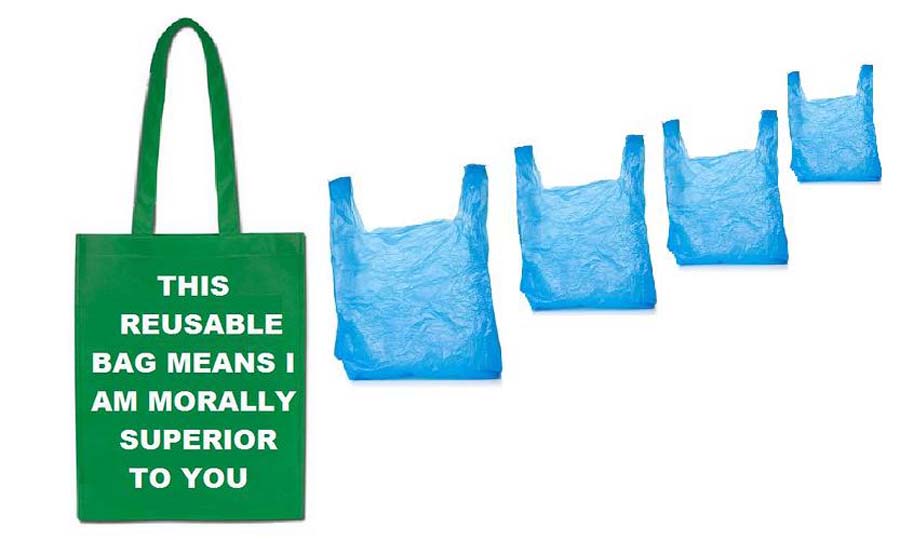 Plastic shopping bag as virtue signaling