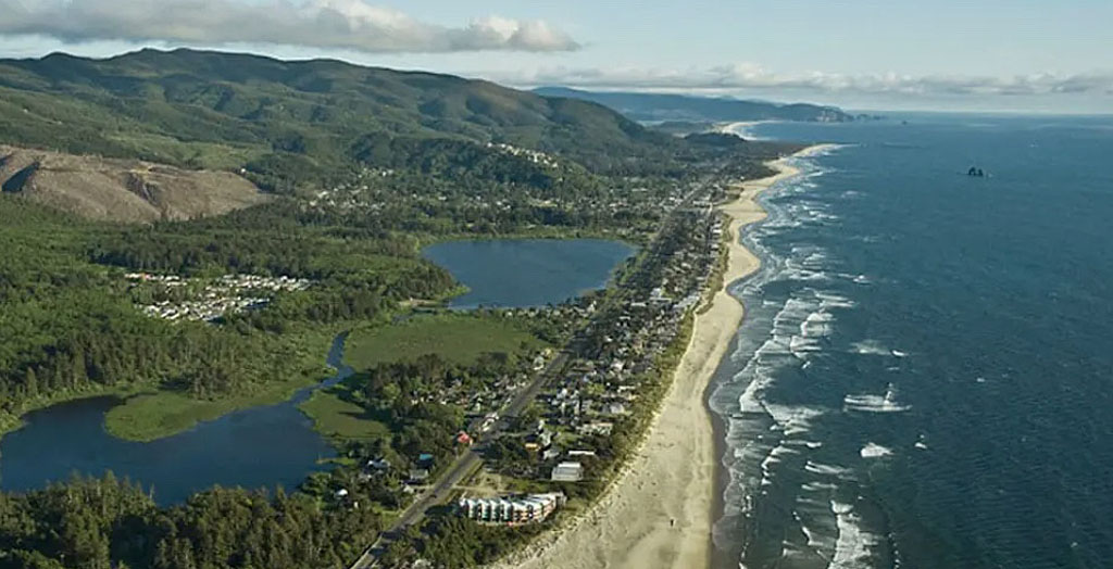 Aerial view of Rockaway Beach, Oregon