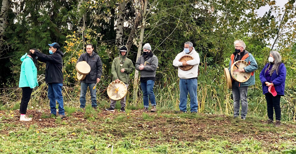 Land blessing at Shwakuk Wetlands in north Portland, March 2023.