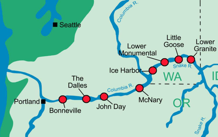 Dams on lower Columbia Snake River system