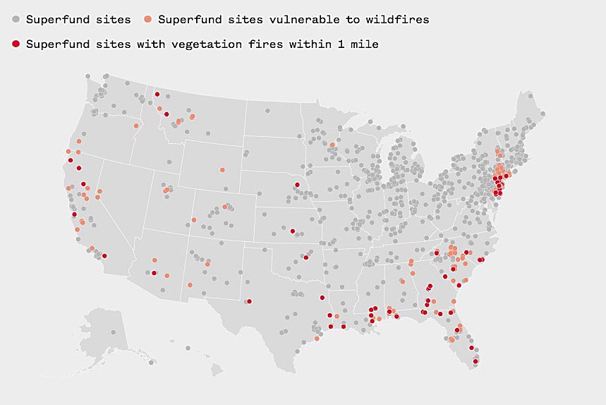 Superfund sites vulnerable to wildfires