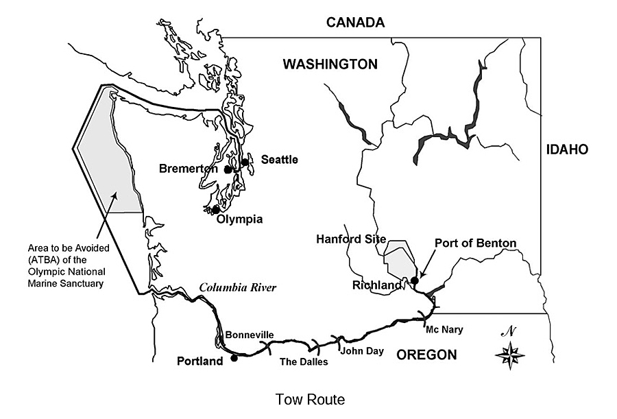 Tow route of nuke sub parts