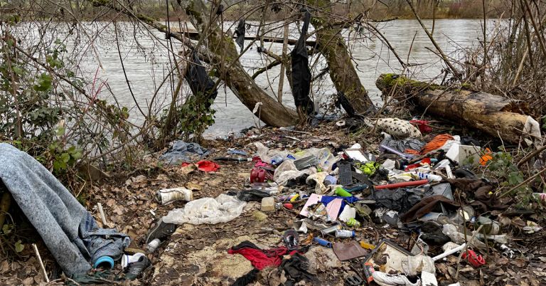 Homeless encampment garbage