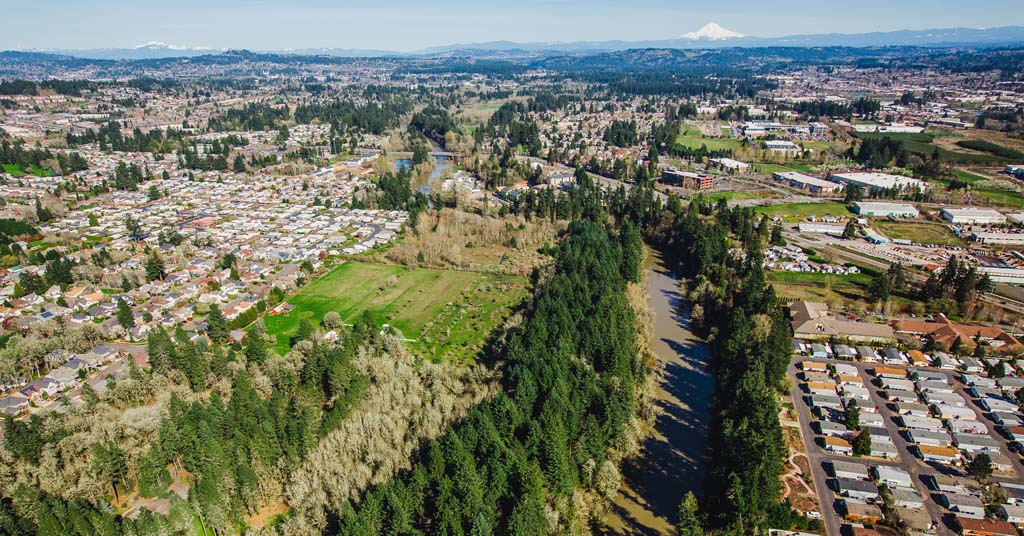 Oregon's Tualatin River aerial view