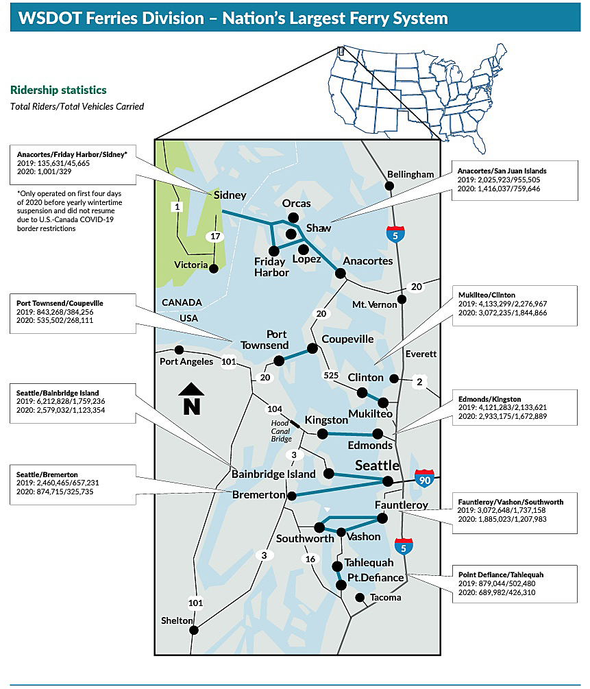 Washington State Ferries route map