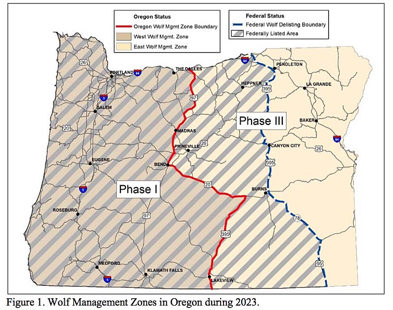 Wolf recovery zones in Oregon