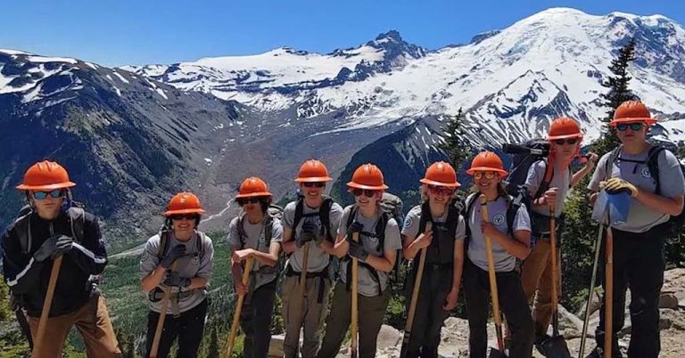 Group of YCC workers at Mount Rainier National Park