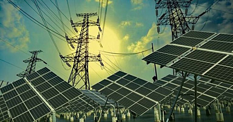 Transmission towers and solar panels