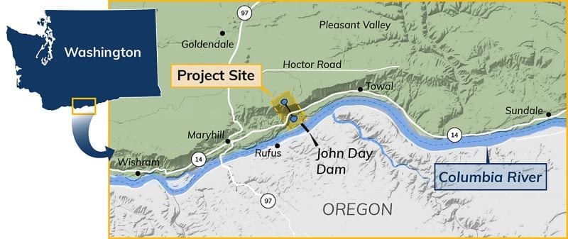Proposed pumped-hydro project near Goldendale, Washington, project location. Image from Washington Department of Ecology