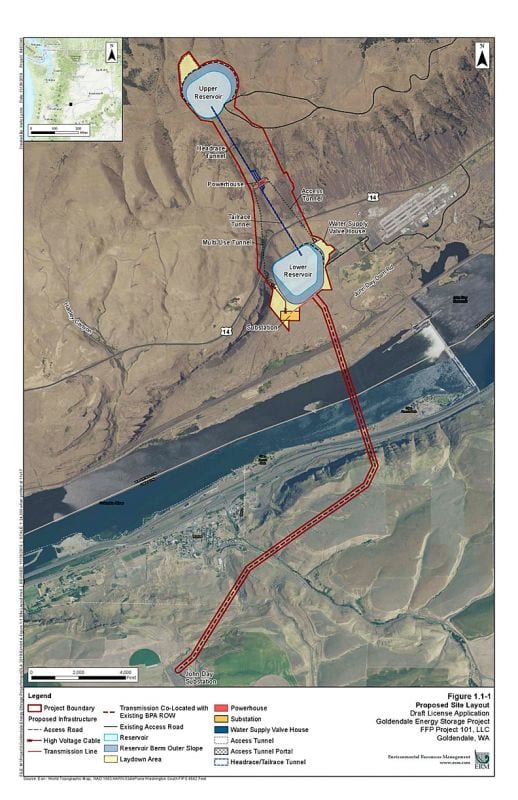 Proposed pumped-hydro project near Goldendale, Washington, project location. Image from Washington Department of Ecology