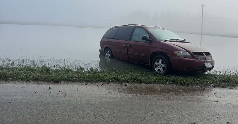 Minivan stranded in Washington floods